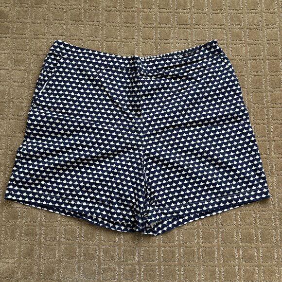 Boden Scallop Print Shorts Navy Blue White Size US 16/18 Preppy Chino EUC 6" - Picture 1 of 6